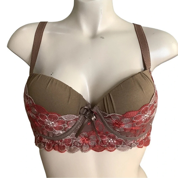 Massam Embroidered Padded Bra Made in Brazil New with Tags - Picture 1 of 8